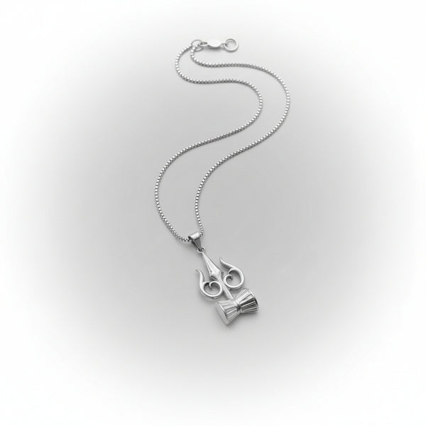 Silver Trishul And Damru Pendant