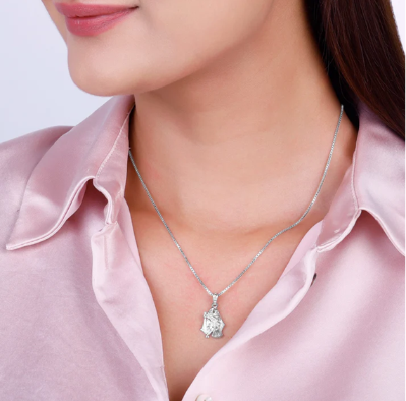 Silver Radha-Krishna Pendant
