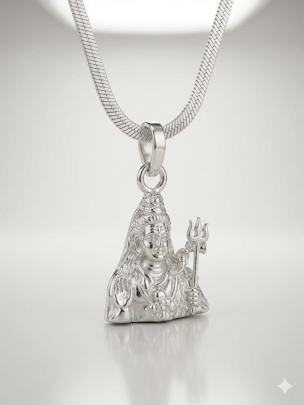 Divine Silver Shiva Pendant with Chain