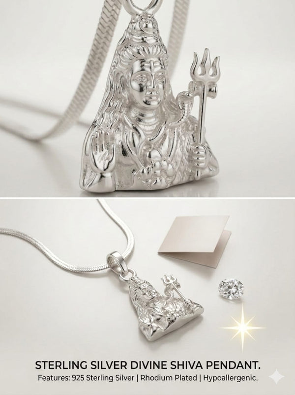 Divine Silver Shiva Pendant with Chain